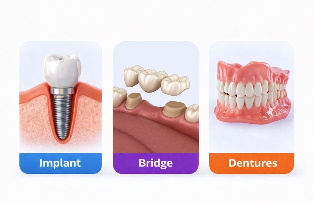 Dental Implant vs Bridge vs Denture Which Is Better