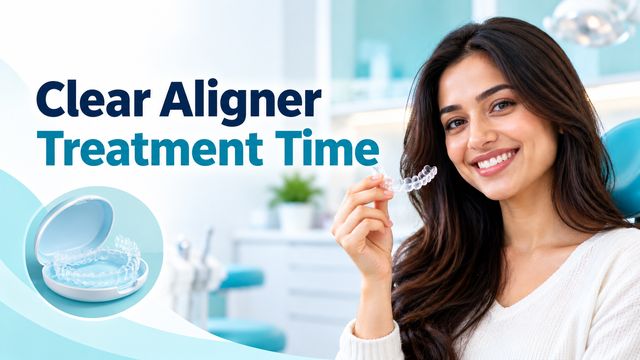 Clear aligner treatment time – smiling patient holding a clear aligner at Zen Dental Studio, Hyderabad